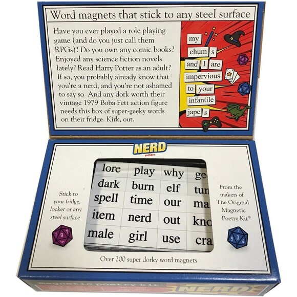 Magnetic Poetry Kit-Nerd Poet Word Magnets. Over 200 Magnets. New. Gift. Present - Picture 2 of 3